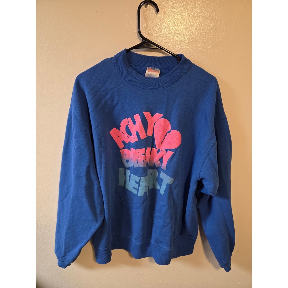 Vintage Hanes Achy Breaky Heart Sweatshirt Blue 90s Country Crewneck XL USA